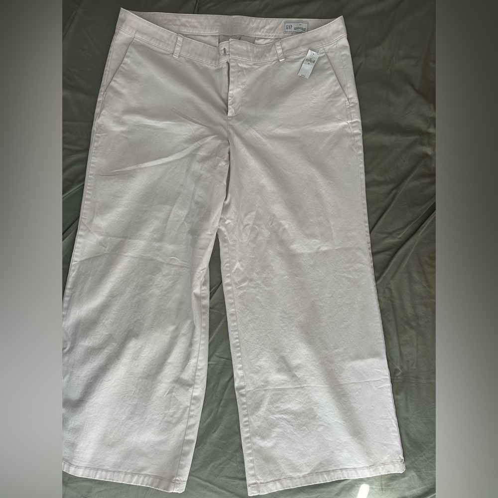 GAP cream mid-rise wide leg trouser jean